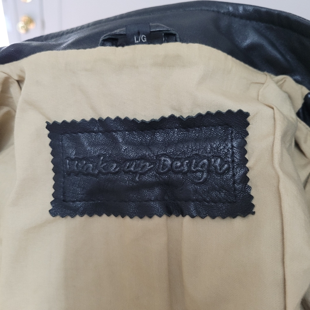 100% Genuine Leather Moto Biker Jacket Black Large - Picture 6 of 15
